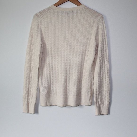 Brooks Brothers Cashmere Cable Knit Sweater Cream Long Sleeve Size Large H13210 - Picture 11 of 12